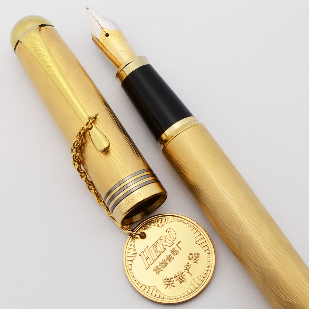 Hero Doctor 900 Fountain Pen - 23k Chased Gold Plating, C/C